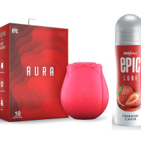 Manforce Epic Aura Massager | 10 Vibration Modes & Manforce Epic Lube | Strawberry | 60ml | Water-based