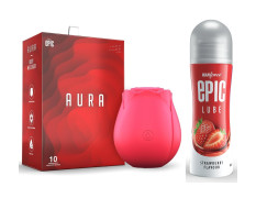 Manforce Epic Aura Massager | 10 Vibration Modes & Manforce Epic Lube | Strawberry | 60ml | Water-based
