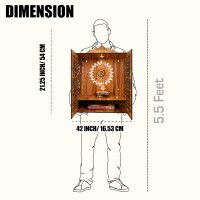 True Flair Temple Mandir for Home with Door | Wooden MDF, Assembly Required | Pooja Unit with Storage Space | LED Light and Wall Mounts | Pooja Mandir for Home Big Size (H-21, L-16.5, B-10 inch)