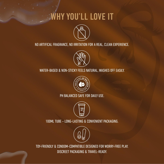 Svish Water Based Edible Chocolate Lubricant – 100ml | Intimate Gel for Smooth & Long-Lasting Comfort | Safe, Non-Sticky & pH Balanced | Ideal for Couples