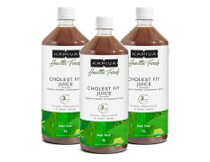 Kapiva Cholest Fit Juice, 1L X 3 Month Pack | Supports Healthy Cholesterol with Arjuna, Apple Cider Vinegar, & 4 more herbs (Pack of 3)