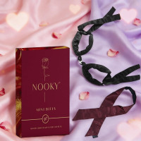 Nooky Mini Bites (20g) & Satin Blindfold with 1 Handcuff (3-in-1) Combo | 2 Dark Chocolates per Pack | FREE Saucy Scratch Card | Vegan, Gluten-Free Treat | Ideal Gift for Couples, Men & Women