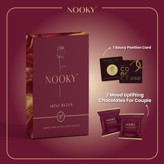 Nooky Mini Bites (20g) & Satin Blindfold with 1 Handcuff (3-in-1) Combo | 2 Dark Chocolates per Pack | FREE Saucy Scratch Card | Vegan, Gluten-Free Treat | Ideal Gift for Couples, Men & Women