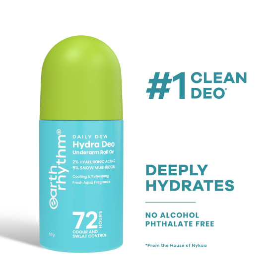 Earth Rhythm 2% HA Aqua Fresh Cooling Underarm Roll On No Aluminium No Paraben - Cooling Deo