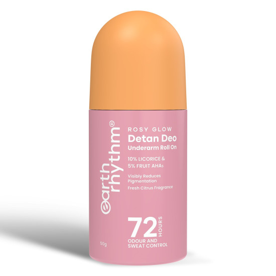 Earth Rhythm 5% AHA Detan Underarm Rollon Reduces Pigmentation Citrus Fresh No Aluminium - Detan Deo