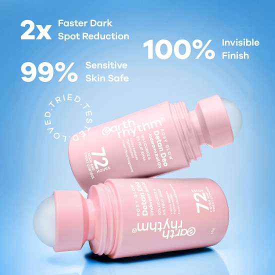 Earth Rhythm 5% AHA Detan Underarm Rollon Reduces Pigmentation Citrus Fresh No Aluminium - Detan Deo