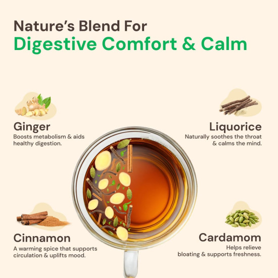 Maharishi Ayurveda Organic Certified Vata Calm Herbal Tea | With Liquorice, Ginger, Cardamom & Cinnamon | Supports Nervous System Balance & Calm Energy | 20 Tea Bags (30g)