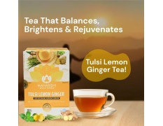 Maharishi Ayurveda Organic Certified Tulsi Lemon Ginger Herbal Tea | With Tulsi, Lemongrass & Ginger | Supports Immunity, Digestion & Seasonal Comfort | 20 Tea Bags (30g)