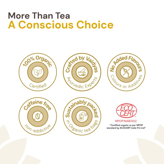 Maharishi Ayurveda Organic Certified Tulsi Lemon Ginger Herbal Tea | With Tulsi, Lemongrass & Ginger | Supports Immunity, Digestion & Seasonal Comfort | 20 Tea Bags (30g)