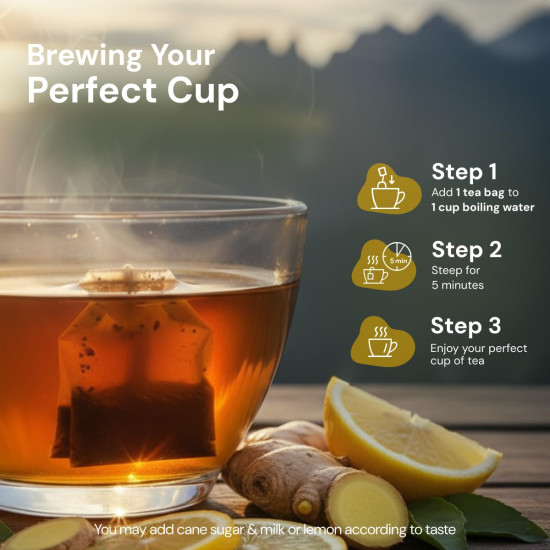 Maharishi Ayurveda Organic Certified Tulsi Lemon Ginger Herbal Tea | With Tulsi, Lemongrass & Ginger | Supports Immunity, Digestion & Seasonal Comfort | 20 Tea Bags (30g)