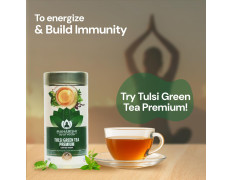 Maharishi Ayurveda Organic Certified Tulsi Green Tea Premium - 100g | Loose Leaf Green Tea with Rama, Krishna & Vana Tulsi | Rich in Antioxidants | Supports Detox, Balance & Wellness