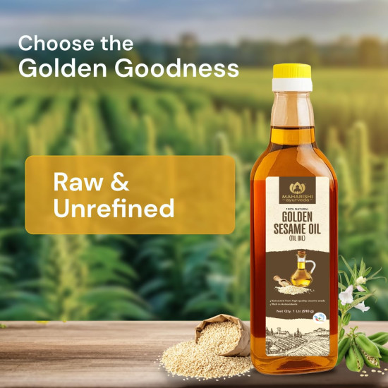 Maharishi Ayurveda Sesame Oil (Til Oil) – Natural Cold-Pressed from White Til Seeds | Pure Edible Oil for Cooking, Skin & Massage | Rich in Omega 3 & 6, Healthy & Chemical-Free 1000 ML