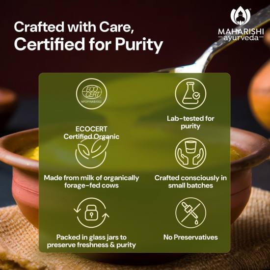 Maharishi Ayurveda Organic Certified Cow Ghee | Traditionally Slow-Crafted from Grass-Fed Cow’s Milk | Supports Digestion, Immunity & Daily Nourishment | 500 ml (Glass Jar) Maharishi Ayurveda Organic Certified Cow Ghee | Traditionally Slow-Crafted from Grass-Fed Cow’s Milk | Supports Digestion, Immunity & Daily Nourishment | 500 ml (Glass Jar)