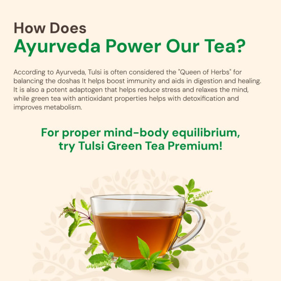 Maharishi Ayurveda Organic Certified Tulsi Green Tea Premium | With Rama, Krishna & Vana Tulsi and Green Tea | Supports Detox, Immunity & Daily Balance | 20 Tea Bags (30g)