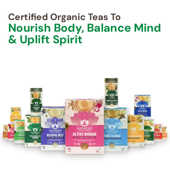 Maharishi Ayurveda Organic Certified Tulsi Green Tea Premium | With Rama, Krishna & Vana Tulsi and Green Tea | Supports Detox, Immunity & Daily Balance | 20 Tea Bags (30g)