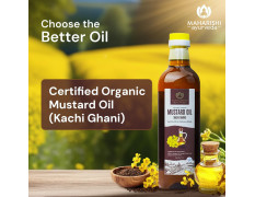 Maharishi Ayurveda Organic Certified Mustard Oil | Cold-Pressed Kachi Ghani Sarson Oil | Supports Digestion, Circulation & Daily Cooking | 1 L
