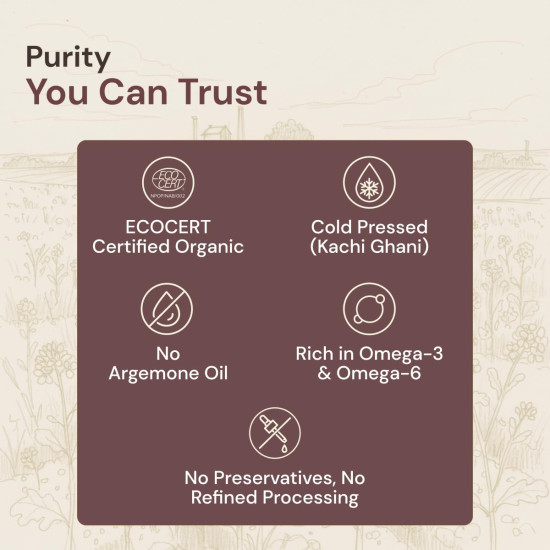 Maharishi Ayurveda Organic Certified Mustard Oil | Cold-Pressed Kachi Ghani Sarson Oil | Supports Digestion, Circulation & Daily Cooking | 1 L