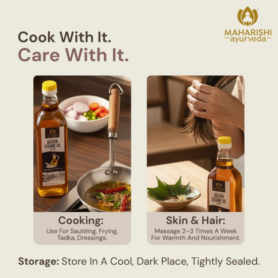 Maharishi Ayurveda Organic Certified Mustard Oil | Cold-Pressed Kachi Ghani Sarson Oil | Supports Digestion, Circulation & Daily Cooking | 1 L