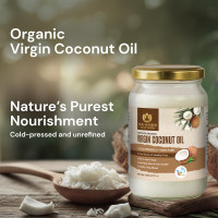 Maharishi Ayurveda Organic Certified Virgin Coconut Oil | Cold-Pressed, Unrefined & Chemical-Free | For Cooking, Skin & Hair Nourishment | 500 ml (Glass Jar)