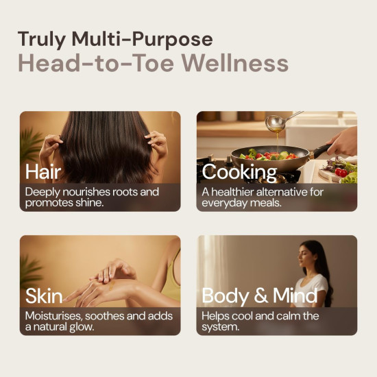 Maharishi Ayurveda Organic Certified Virgin Coconut Oil | Cold-Pressed, Unrefined & Chemical-Free | For Cooking, Skin & Hair Nourishment | 500 ml (Glass Jar)