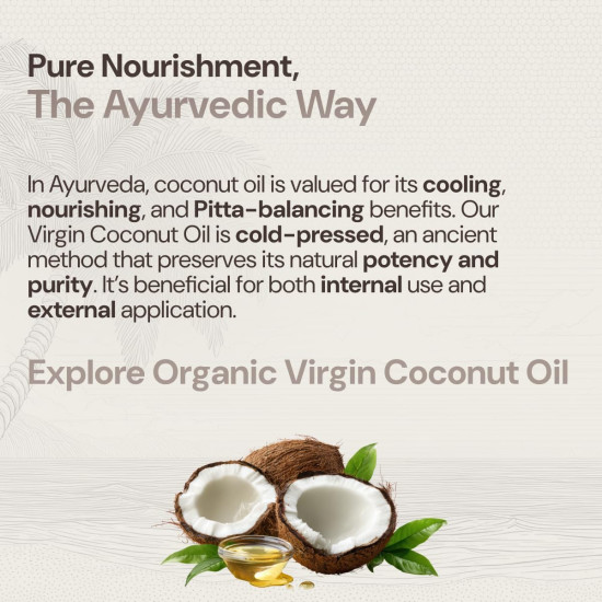 Maharishi Ayurveda Organic Certified Virgin Coconut Oil | Cold-Pressed, Unrefined & Chemical-Free | For Cooking, Skin & Hair Nourishment | 500 ml (Glass Jar)