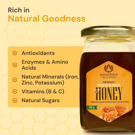 Maharishi Ayurveda Organic Certified Honey | Raw, Unprocessed Honey | Supports Digestion, Immunity & Natural Energy | 250 g (Glass Jar) Maharishi Ayurveda Organic Certified Honey | Raw, Unprocessed Honey | Supports Digestion, Immunity & Natural Energy | 250 g (Glass Jar)