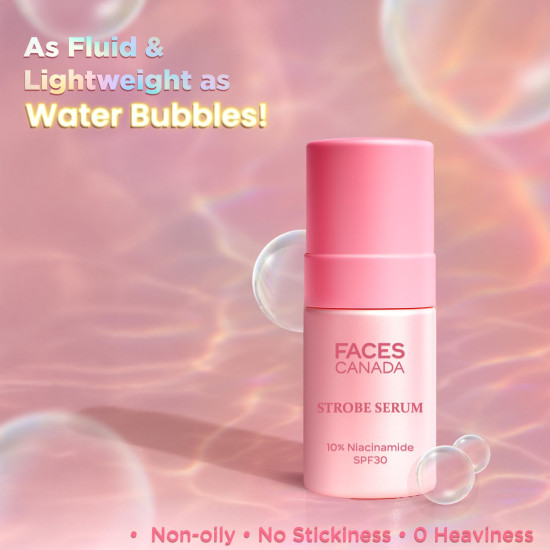 FACES CANADA Strobe Serum - 27ml | Brightening Serum + Strobe Cream + SPF 30 Sunscreen | 10% Niacinamide | Removes Dark Spots & Hyperpigmentation | GlowLift Complex | Instant Glow