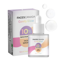 FACES CANADA Comfy Glow 10% Niacinamide Face Serum - 15ml | Controls Oil | Fades Spots & Marks | Minimizes Pores | Brightens Tone & Refines Skin Texture | Lightweight | Water Based Formula