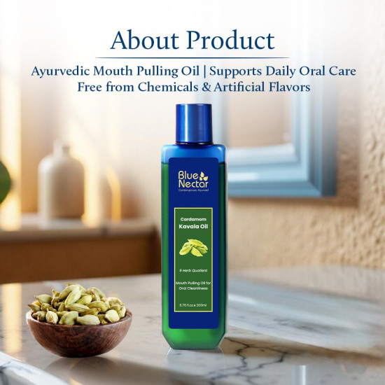Blue Nectar Cardamom Mint Oil Pulling for Mouth | Ayurvedic Mouth Freshener & Mouthwash | Natural Pulling Oil for Cool Fresh Breath & Daily Oral Care (9 Herbs, 100ml) Blue Nectar Cardamom Mint Oil Pulling for Mouth | Ayurvedic Mouth Freshener & Mouthwash | Natural Pulling Oil for Cool Fresh Breath & Daily Oral Care (9 Herbs, 100ml)