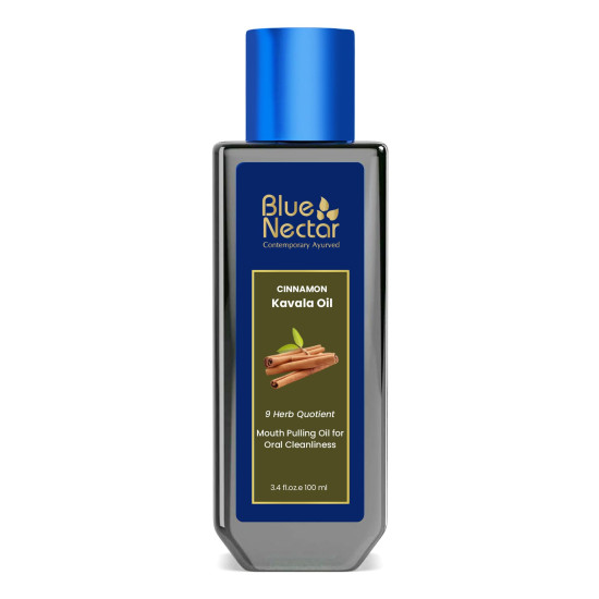 Blue Nectar Cinnamon Mouth Pulling Oil for Kavala Gandusha Oral Hygiene Ritual | Ayurvedic Mouth Wash Liquid for Bad Breath Remover, Oral Care & Gum Care Support (9 Herbs, 100ml) Blue Nectar Cinnamon Mouth Pulling Oil for Kavala Gandusha Oral Hygiene Ritual | Ayurvedic Mouth Wash Liquid for Bad Breath Remover, Oral Care & Gum Care Support (9 Herbs, 100ml)