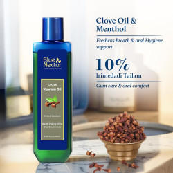 Blue Nectar Clove Oil Pulling for Mouth | Ayurvedic Mouth Wash for Oral Care | Natural Coconut Oil for Oral Care & Fresh Breath | Alcohol Free Mouthwash (9 Herbs, 100ml)