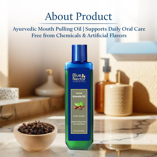 Blue Nectar Clove Oil Pulling for Mouth | Ayurvedic Mouth Wash for Oral Care | Natural Coconut Oil for Oral Care & Fresh Breath | Alcohol Free Mouthwash (9 Herbs, 100ml) Blue Nectar Clove Oil Pulling for Mouth | Ayurvedic Mouth Wash for Oral Care | Natural Coconut Oil for Oral Care & Fresh Breath | Alcohol Free Mouthwash (9 Herbs, 100ml)