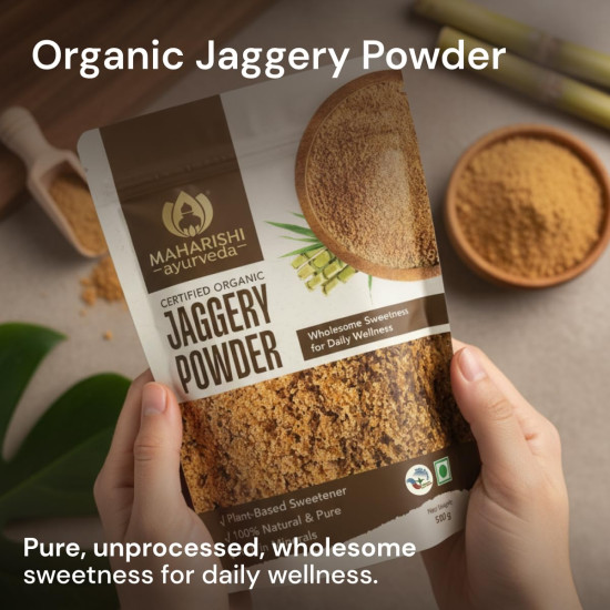 Maharishi Ayurveda Organic Certified Jaggery Powder | Pure Sugarcane Gur, Unrefined & Sulphur-Free | Supports Digestion, Sustained Energy & Mineral Intake | 500 g