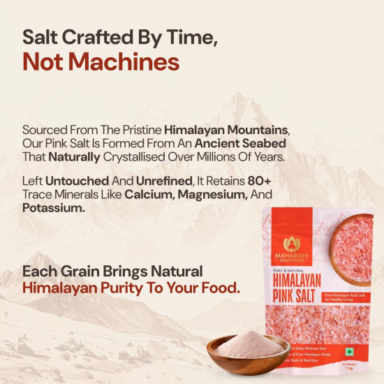 Maharishi Ayurveda Himalayan Pink Salt | Pure, Unrefined Sendha Namak | Mineral-Rich Natural Salt for Daily Cooking | 1 kg Maharishi Ayurveda Himalayan Pink Salt | Pure, Unrefined Sendha Namak | Mineral-Rich Natural Salt for Daily Cooking | 1 kg