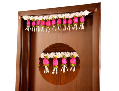CraftVatika Toran for Main Door Entrance, Diwali Decor Items, Lotus Buds for Decoration Toranam for Diwali Decoration Items, Toran for Mandir Pooja, Artificial Flowers for Decor (37.4 Inch Length)