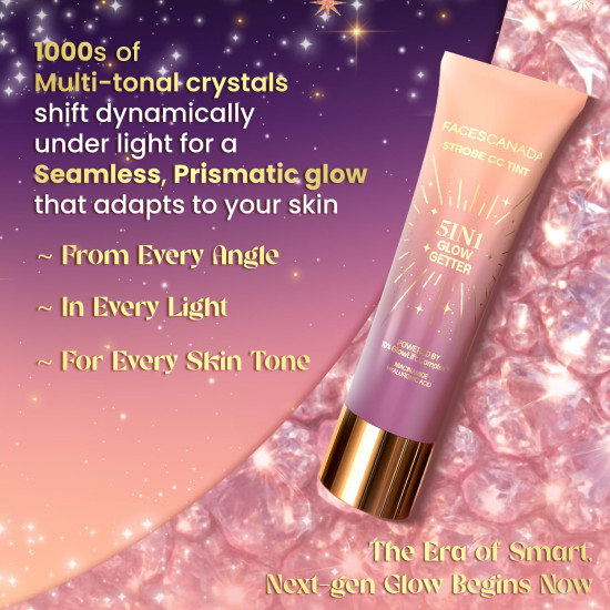 FACES CANADA Strobe CC Tint - Sunset Glaze 02, 27ml | 5-in-1 Serum + Moisturizer + Primer + BB/CC Cream + Strobe Cream | Lightweight | Radiant Dewy Glass Skin Glow | Niacinamide & Hyaluronic Acid | For Light to Medium Skin - Bazaar5.com