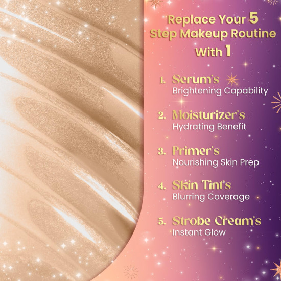 FACES CANADA Strobe CC Tint - Sunset Glaze 02, 27ml | 5-in-1 Serum + Moisturizer + Primer + BB/CC Cream + Strobe Cream | Lightweight | Radiant Dewy Glass Skin Glow | Niacinamide & Hyaluronic Acid | For Light to Medium Skin - Bazaar5.com