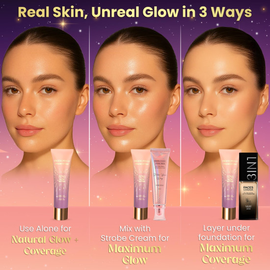 FACES CANADA Strobe CC Tint - Sunset Glaze 02, 27ml | 5-in-1 Serum + Moisturizer + Primer + BB/CC Cream + Strobe Cream | Lightweight | Radiant Dewy Glass Skin Glow | Niacinamide & Hyaluronic Acid | For Light to Medium Skin - Bazaar5.com