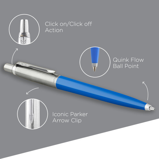 Parker Jotter Standard Chrome Trim Ball Pen and Notebook, Blue Body, Blue Ink, Fine Point - Ideal Gift Set for Professionals and Students Parker Jotter Standard Chrome Trim Ball Pen and Notebook, Blue Body, Blue Ink, Fine Point - Ideal Gift Set for Professionals and Students