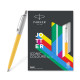 Parker Jotter Standard Chrome Trim Ball Pen and Notebook, Yellow Body, Blue Ink, Fine Point - Ideal Gift Set for Professionals and Students Parker Jotter Standard Chrome Trim Ball Pen and Notebook, Yellow Body, Blue Ink, Fine Point - Ideal Gift Set for Professionals and Students