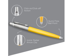 Parker Jotter Standard Chrome Trim Ball Pen and Notebook, Yellow Body, Blue Ink, Fine Point - Ideal Gift Set for Professionals and Students