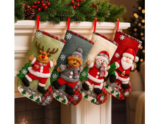 PANCA Set of 4 Big Size Christmas Decorations Stocking, 10 Inch Linen Xmas Gift Stockings, Large Hanging Christmas Tree Decoration Items for Xmas Tree, Home Decor, Door, Window, Ornament Wall Decor