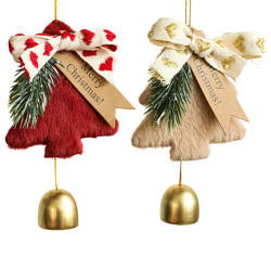2Pcs Christmas Decorations, Christmas Bells, Red & Khaki Christmas Tree Decoration Items, Holiday Season Accessories, Festive Home Decor