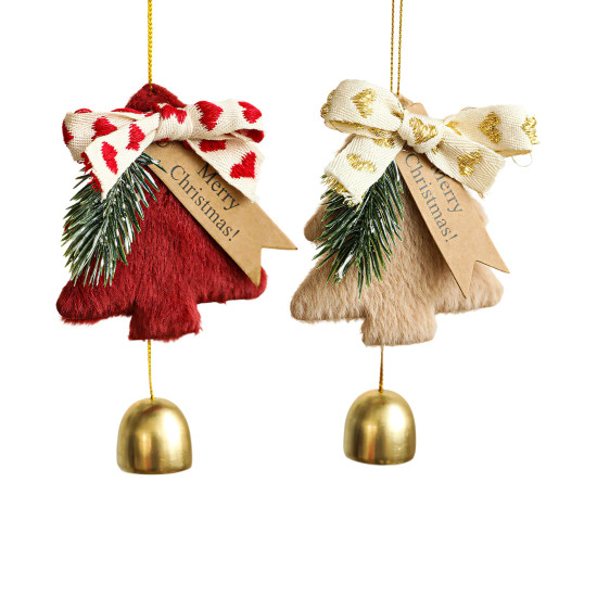 2Pcs Christmas Decorations, Christmas Bells, Red & Khaki Christmas Tree Decoration Items, Holiday Season Accessories, Festive Home Decor