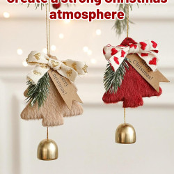 2Pcs Christmas Decorations, Christmas Bells, Red & Khaki Christmas Tree Decoration Items, Holiday Season Accessories, Festive Home Decor