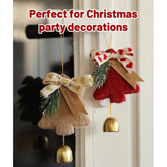 2Pcs Christmas Decorations, Christmas Bells, Red & Khaki Christmas Tree Decoration Items, Holiday Season Accessories, Festive Home Decor