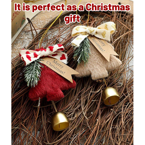 2Pcs Christmas Decorations, Christmas Bells, Red & Khaki Christmas Tree Decoration Items, Holiday Season Accessories, Festive Home Decor