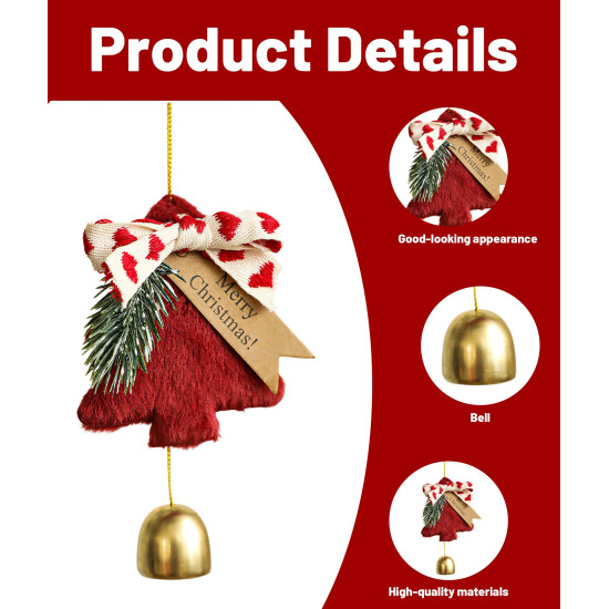2Pcs Christmas Decorations, Christmas Bells, Red & Khaki Christmas Tree Decoration Items, Holiday Season Accessories, Festive Home Decor