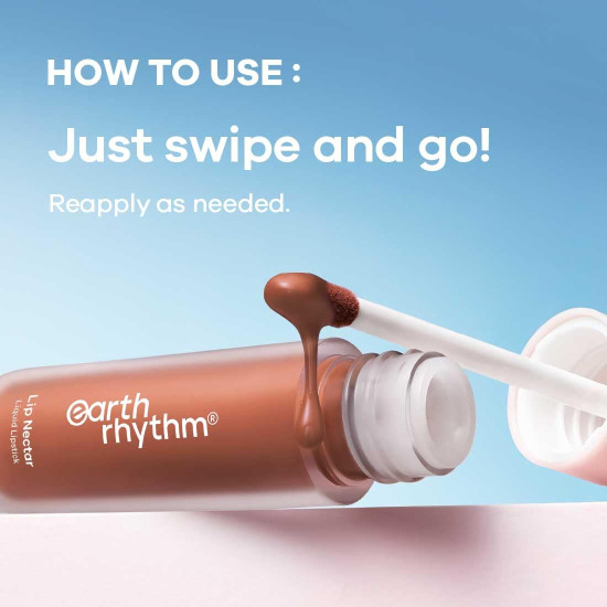 Earth Rhythm Lip Nectar Matte Liquid Lipstick, Weightless, Never Drying, No Mineral Oil 5g - Caramel