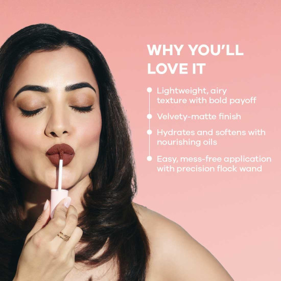 Earth Rhythm Lip Nectar Matte Liquid Lipstick, Weightless, Never Drying, No Mineral Oil 5g - Cherry